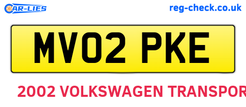MV02PKE are the vehicle registration plates.