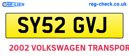 SY52GVJ are the vehicle registration plates.