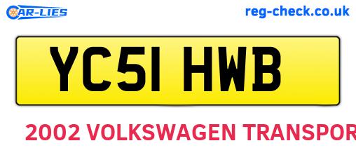 YC51HWB are the vehicle registration plates.
