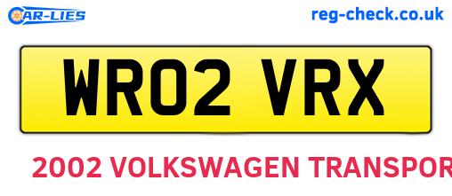 WR02VRX are the vehicle registration plates.
