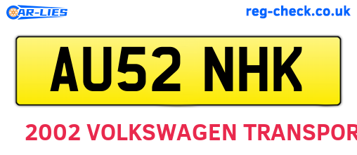 AU52NHK are the vehicle registration plates.