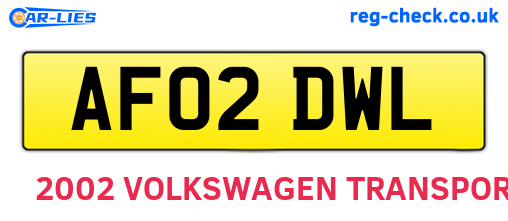 AF02DWL are the vehicle registration plates.