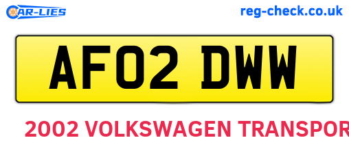 AF02DWW are the vehicle registration plates.