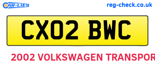 CX02BWC are the vehicle registration plates.