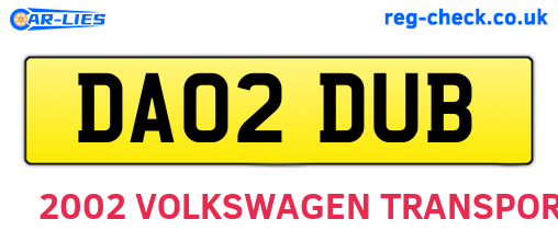 DA02DUB are the vehicle registration plates.