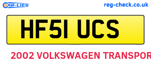HF51UCS are the vehicle registration plates.