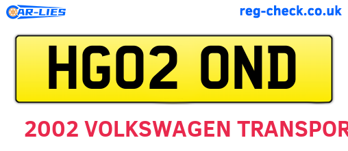 HG02OND are the vehicle registration plates.