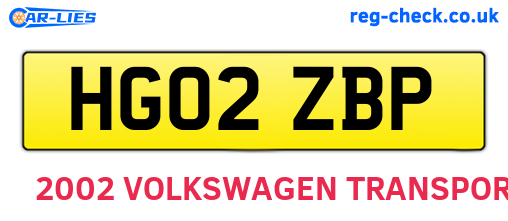 HG02ZBP are the vehicle registration plates.
