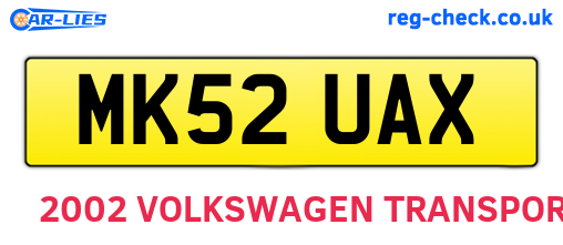 MK52UAX are the vehicle registration plates.