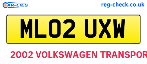 ML02UXW are the vehicle registration plates.