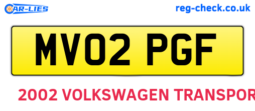 MV02PGF are the vehicle registration plates.