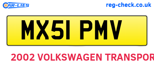MX51PMV are the vehicle registration plates.