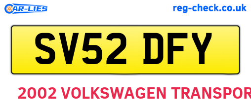 SV52DFY are the vehicle registration plates.