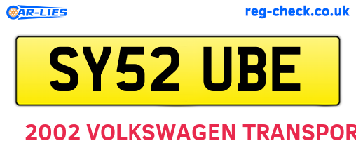 SY52UBE are the vehicle registration plates.