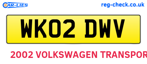 WK02DWV are the vehicle registration plates.