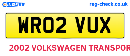 WR02VUX are the vehicle registration plates.