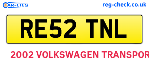 RE52TNL are the vehicle registration plates.