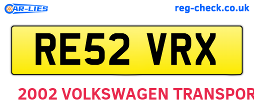 RE52VRX are the vehicle registration plates.