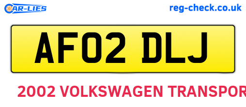AF02DLJ are the vehicle registration plates.