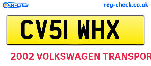 CV51WHX are the vehicle registration plates.