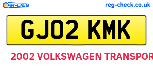 GJ02KMK are the vehicle registration plates.
