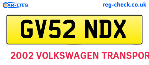 GV52NDX are the vehicle registration plates.