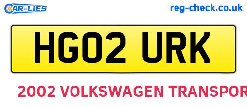 HG02URK are the vehicle registration plates.