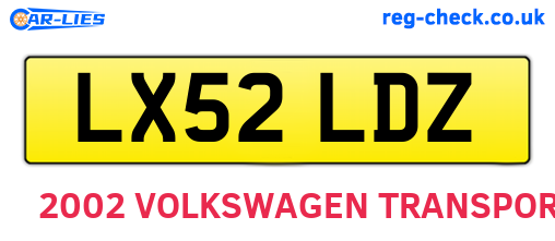 LX52LDZ are the vehicle registration plates.