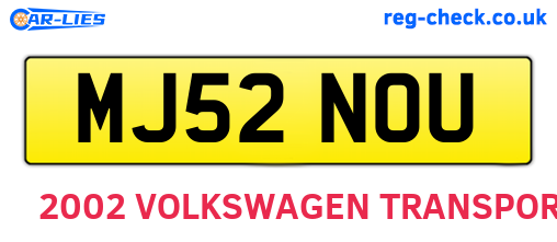 MJ52NOU are the vehicle registration plates.