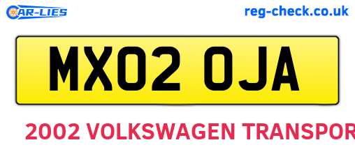MX02OJA are the vehicle registration plates.