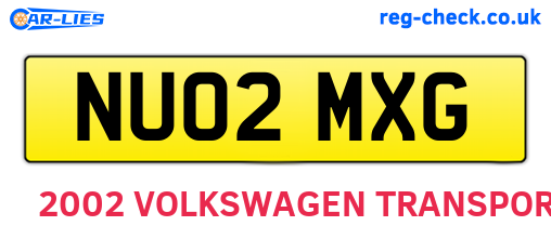 NU02MXG are the vehicle registration plates.