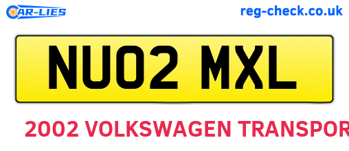 NU02MXL are the vehicle registration plates.