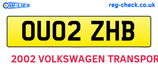 OU02ZHB are the vehicle registration plates.