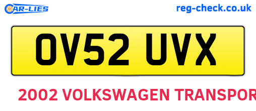 OV52UVX are the vehicle registration plates.