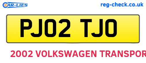 PJ02TJO are the vehicle registration plates.