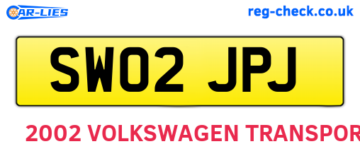 SW02JPJ are the vehicle registration plates.
