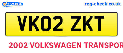 VK02ZKT are the vehicle registration plates.