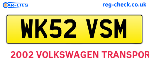 WK52VSM are the vehicle registration plates.