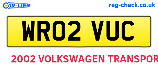 WR02VUC are the vehicle registration plates.
