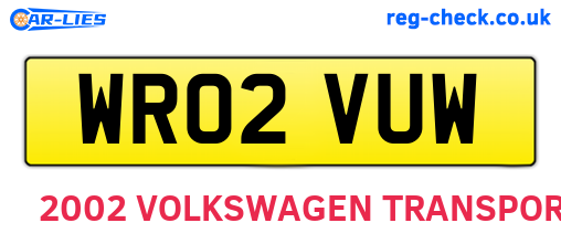 WR02VUW are the vehicle registration plates.