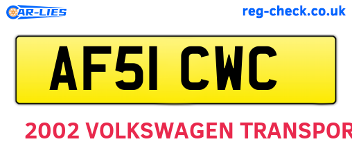 AF51CWC are the vehicle registration plates.