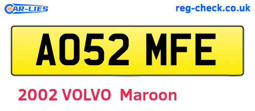 AO52MFE are the vehicle registration plates.