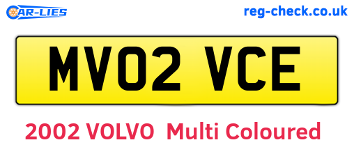 MV02VCE are the vehicle registration plates.