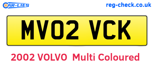 MV02VCK are the vehicle registration plates.