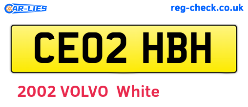 CE02HBH are the vehicle registration plates.