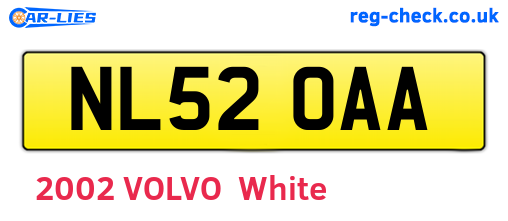 NL52OAA are the vehicle registration plates.