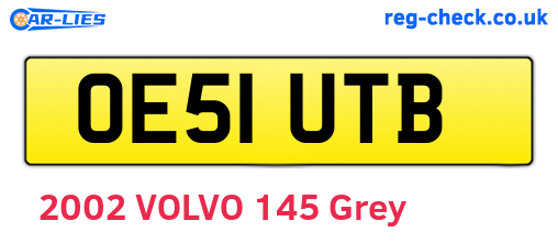 OE51UTB are the vehicle registration plates.