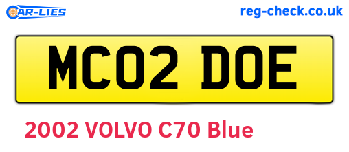 MC02DOE are the vehicle registration plates.