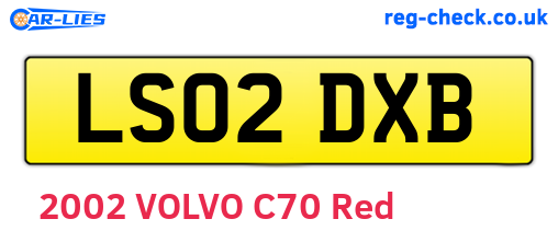 LS02DXB are the vehicle registration plates.