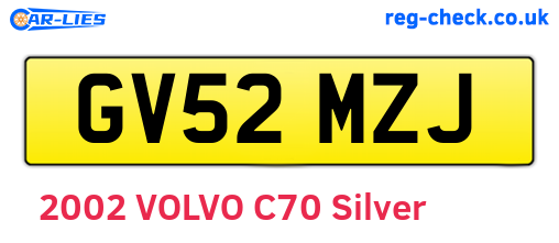 GV52MZJ are the vehicle registration plates.
